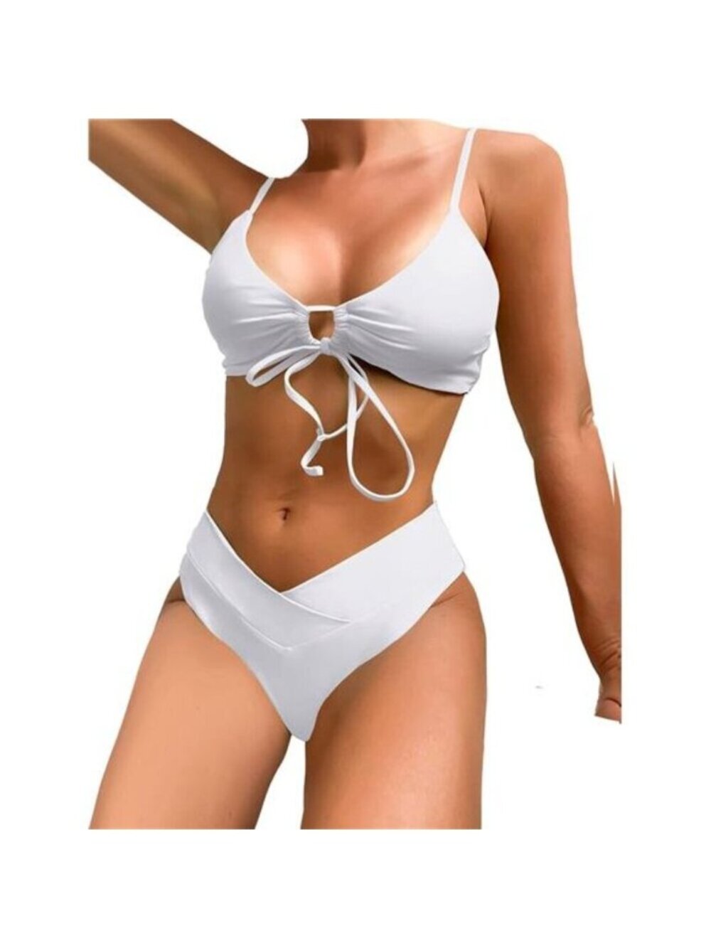 Women's 2 Piece Swimsuit V Cut Bikini Lace Up High Cut Bathing Suit